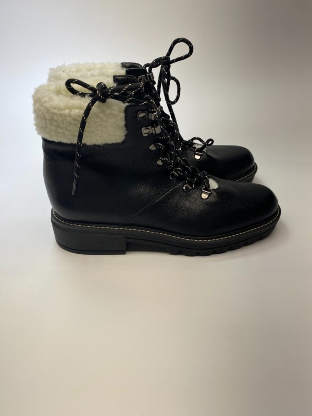 Bernardo Womens Dash Black Leather Lace Up Boots Sz 9.5